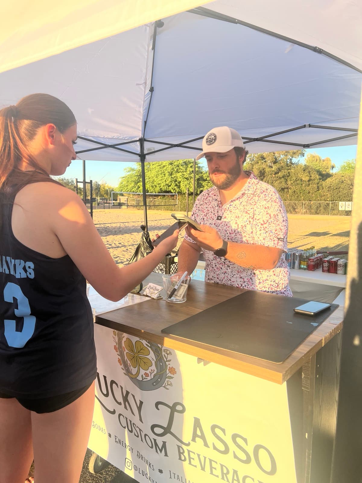 Josh serving customers at the Lucky Lasso cart